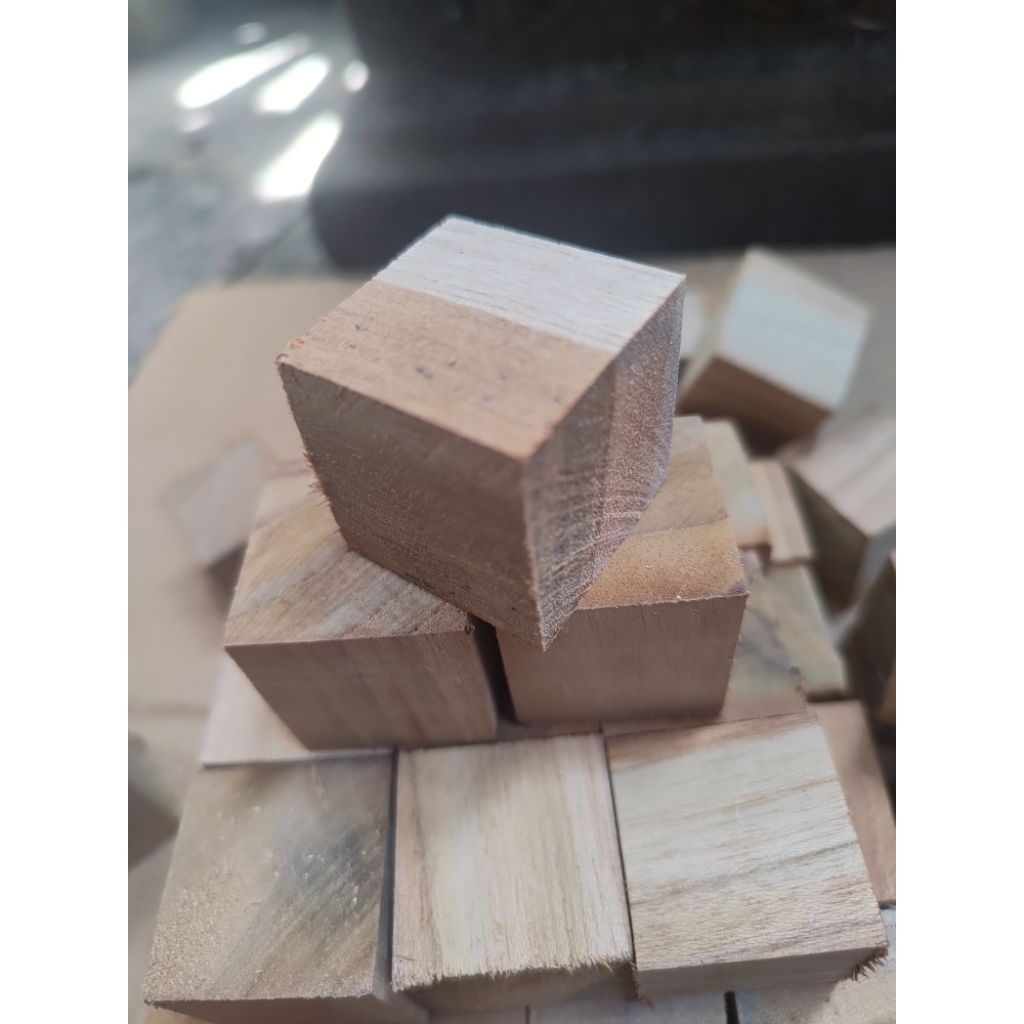 Balok kubus kayu jati 3x3cm | Balok susun kayu jati