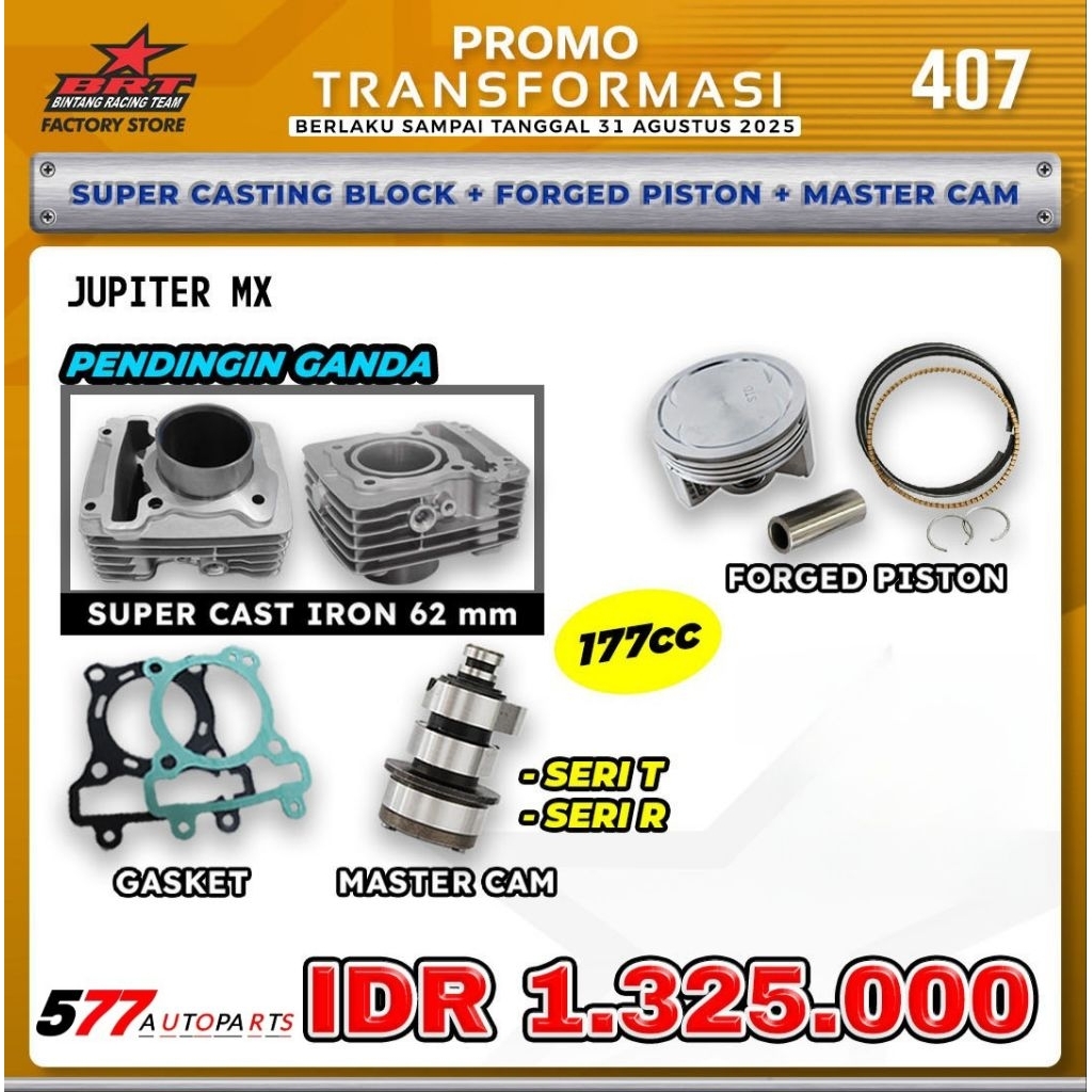 Paket BRT Bore Up 177cc Jupiter Mx, Vixion