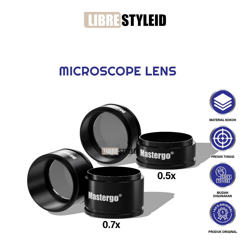 MASTERGO MICROSCOPE LENS LENSA MIKROSKOP 0.5X DAN 0.7X ORIGINAL - LENSA BARLOW MIKROSKOP MASTERGO 0.
