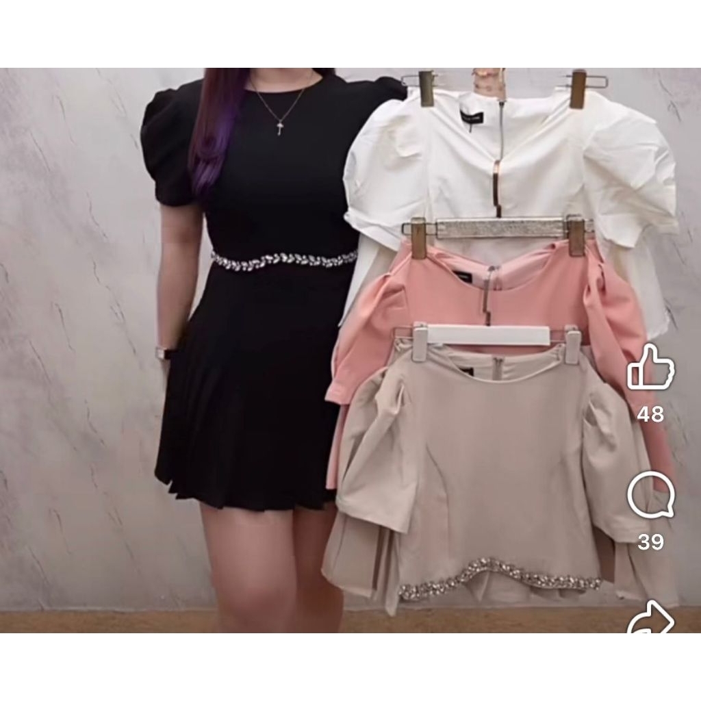 Stelan Rok Celana Wanita Malaysia / Set RokCel Import / Setelan Baju + Rok Celana / One Set Hitam / 