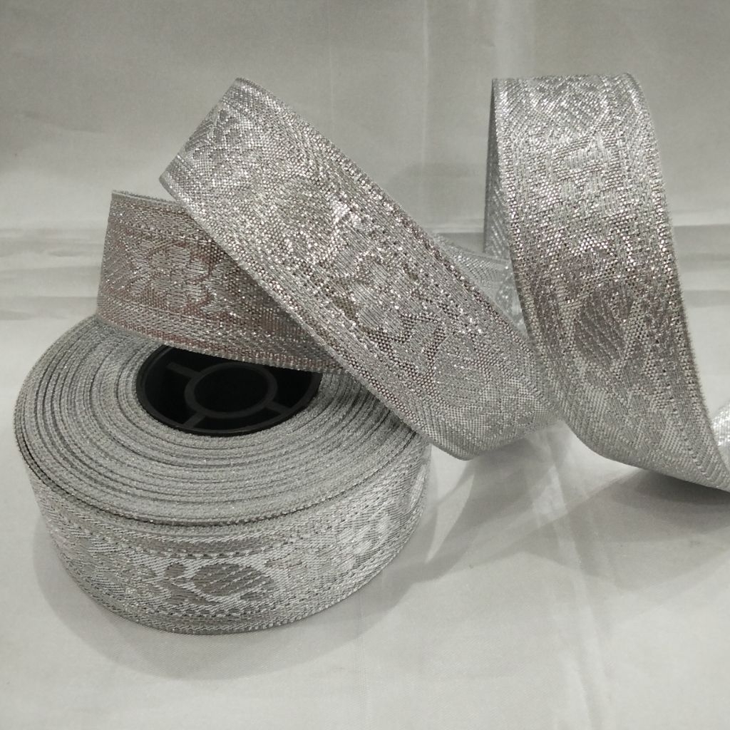 Renda Tepi Mas,Silver 1 inch (Lebar 2, 5 cm)/Renda motif /Renda Tepi LKDMT 1 inch