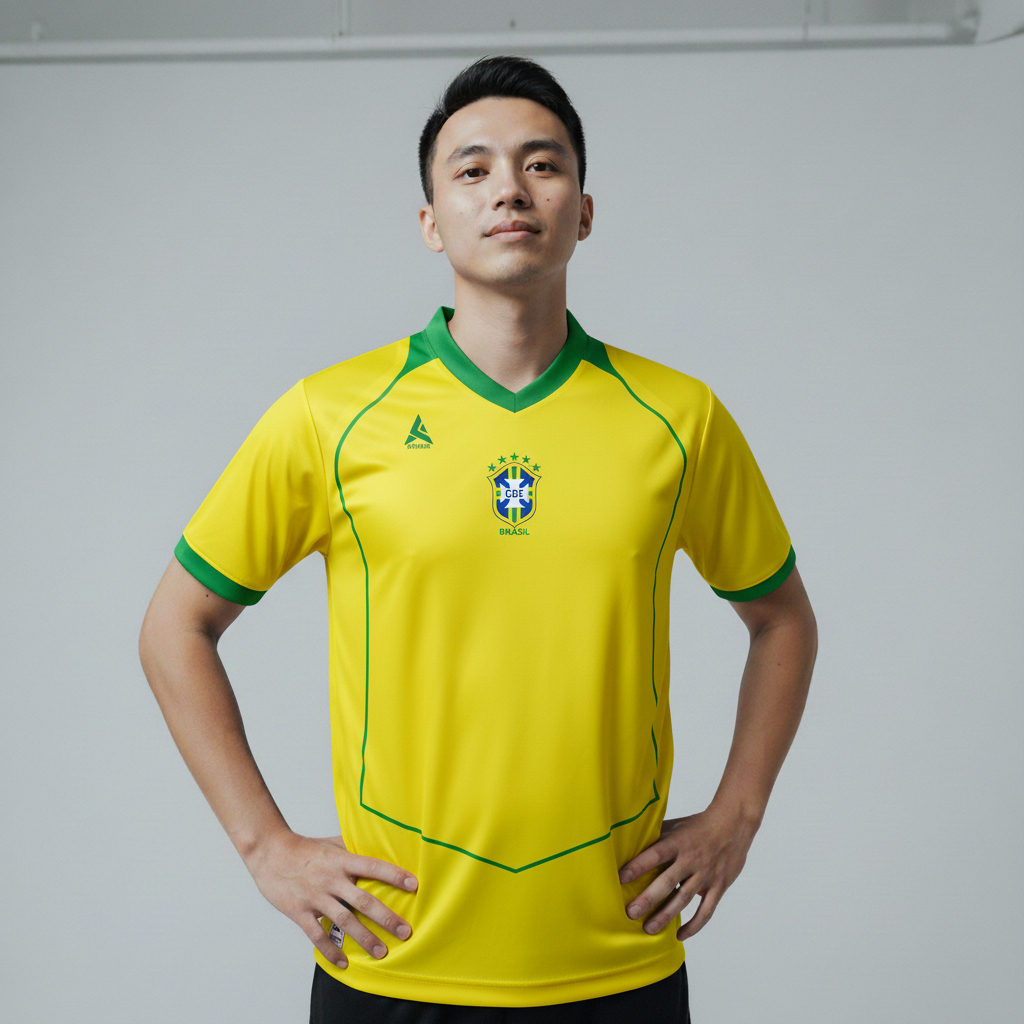 ATHLETIC SPORTWEAR - Jersey Bola Fantasy Brazil 2004 Fullprinting Casual - Atasan