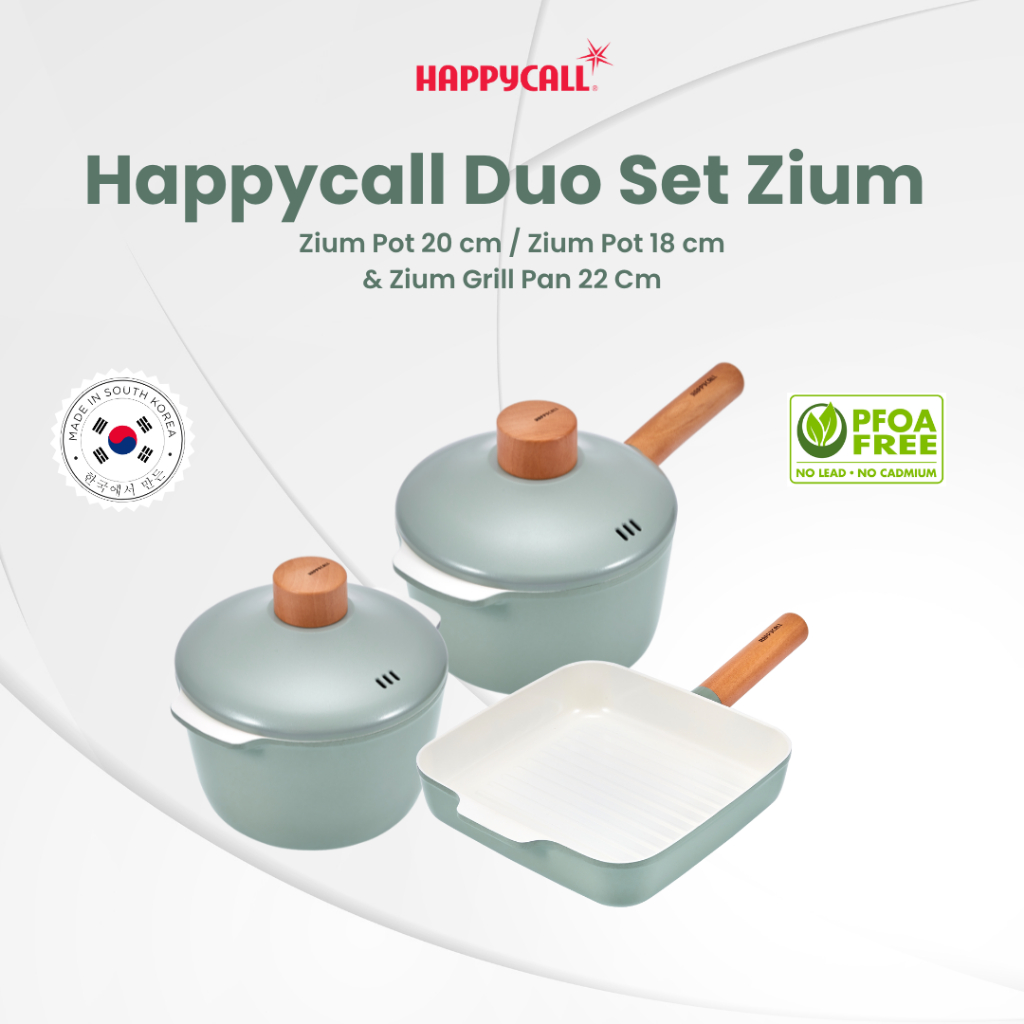 Happycall Duo Set Zium Panci Ceramic Serbaguna - Wajan Teflon Anti lengket Ceramic