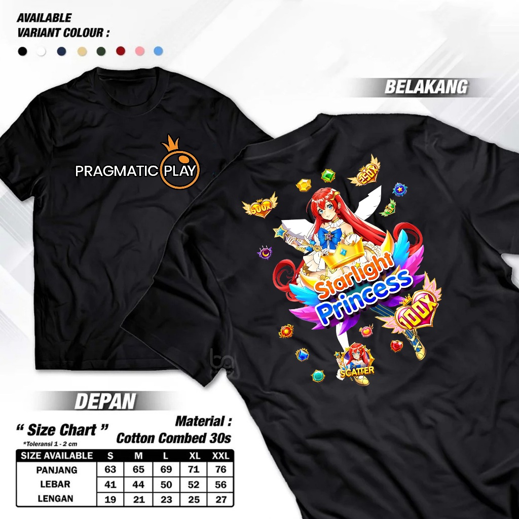 Kaos distro Kaos Pragmatic Play Starlight Princess | kaos slot inces | Baju Depo Slot /Pemuda Korban