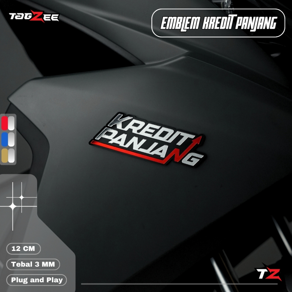 Tagzee Sticker Emblem Motor/Mobil Akrilik 3D Mirror Tulisan KREDIT PANJANG