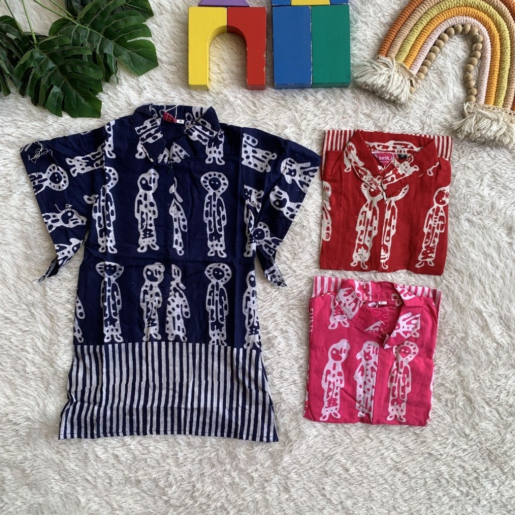 Couple Dress Batik Anak Bu Tedjo Lurik Navy Batik Anak Perempuan