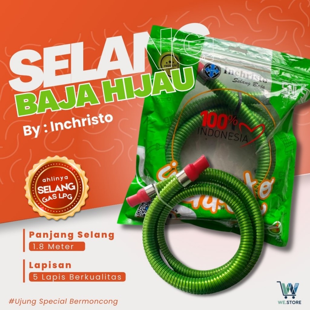 SELANG BAJA SPECIAL HIJAU Premium Spiral Kompor Gas LPG Panjang 1,8 Meter Anti Bocor, Tikus dan Low 