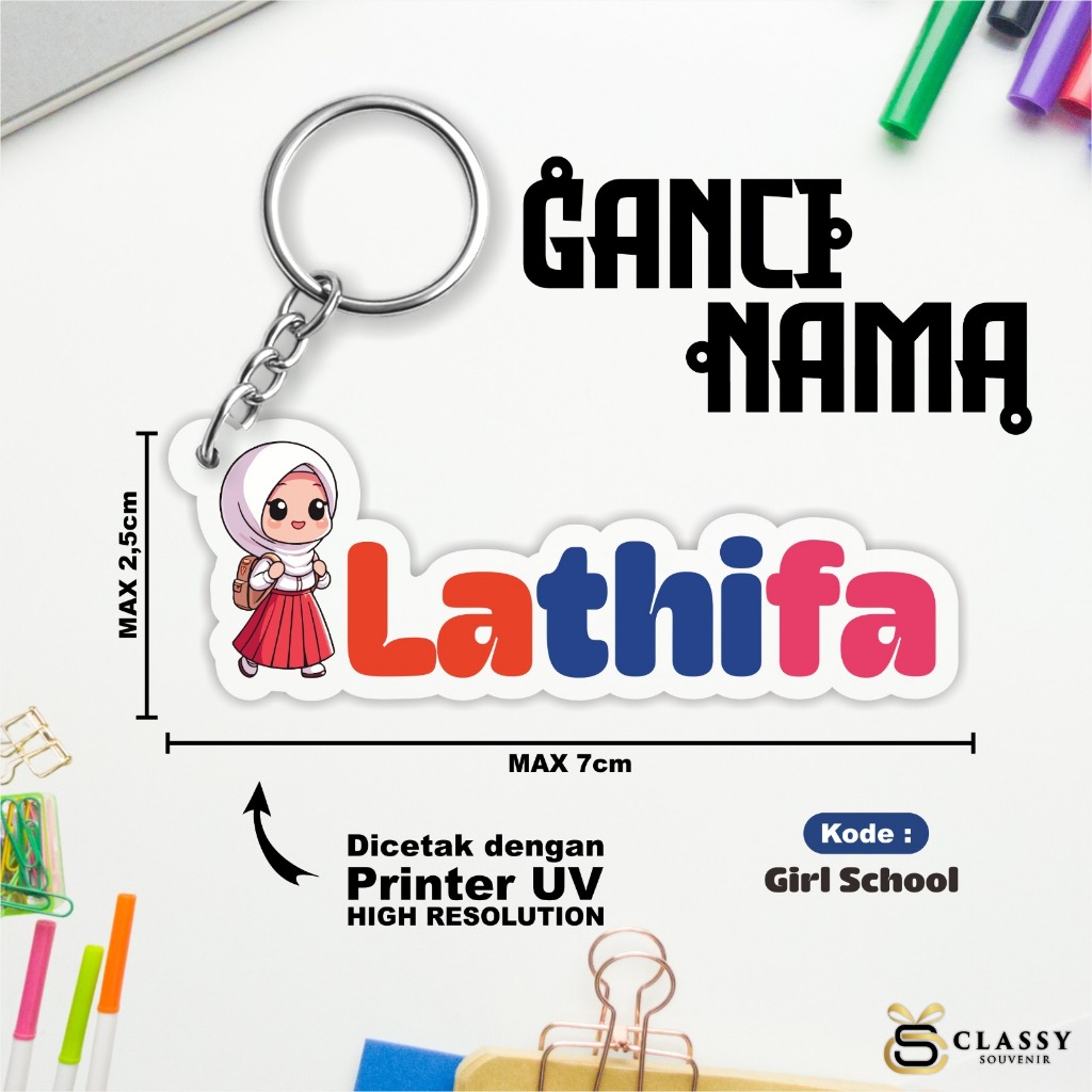 GANTUNGAN KUNCI KARAKTER CUSTOM NAMA - GANCI AKRILIK HADIAH WISUDA - SOUVENIR GANCI