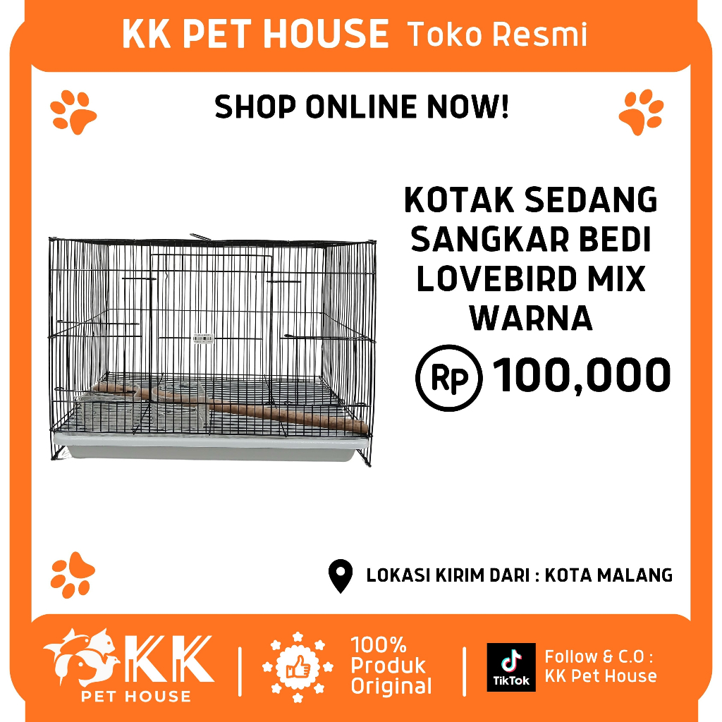 0619-KOTAK SEDANG SANGKAR BESI LOVEBIRD MIX WARNA