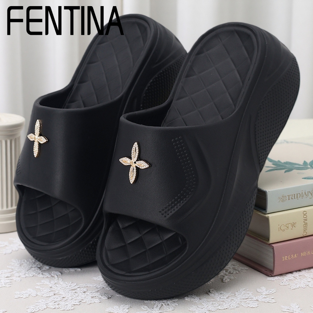 FENTINA Sandal Selop Wanita Wedges Sandal Jelly Wanita Korean Ringan Sandal Baim Wanita Empuk