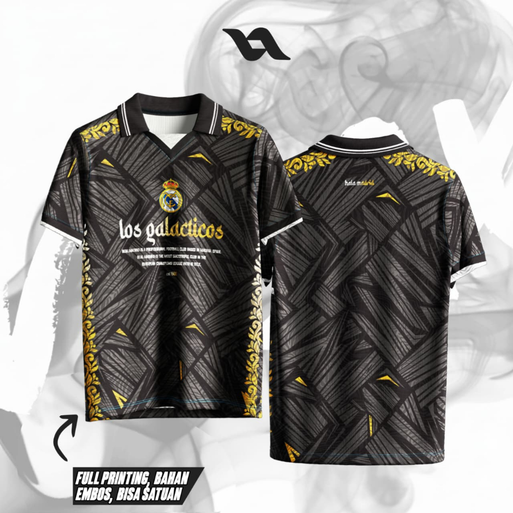 Jersey Fantasy  Real Madrid Logo Printing| Jersey Retro Real Madrid | Jersey Clasic | Jersey Fantasi