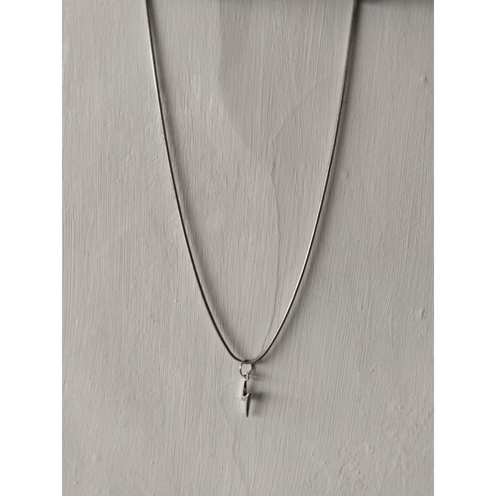 RMT- Kalung Titanium Emas Putih Pria Stainless Stell Model Bulat Anti Karat