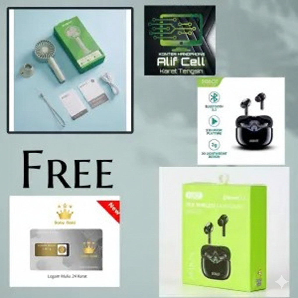 Kipas Angin Portable Robot BF19 + headset Wireles Robot T30