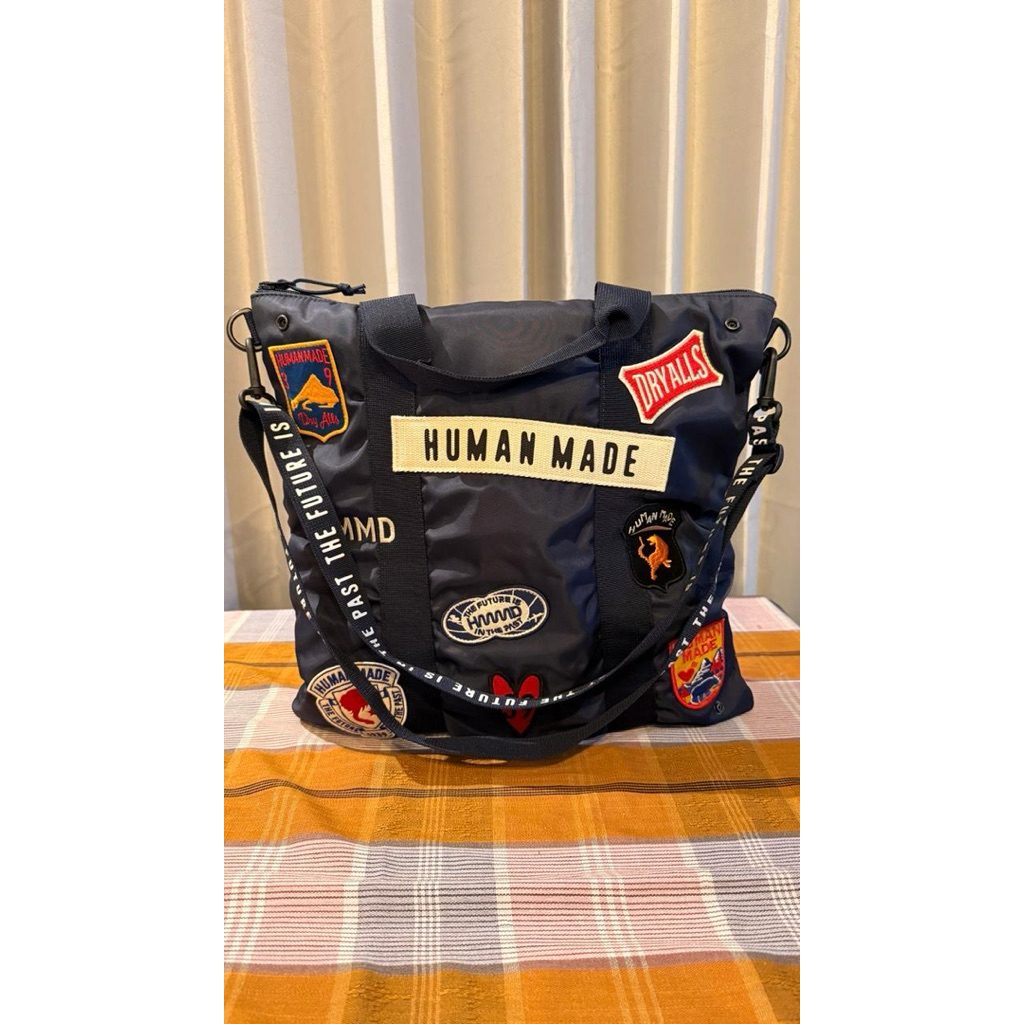 Human Made Mini Helmet Bag in navy blue nylon
