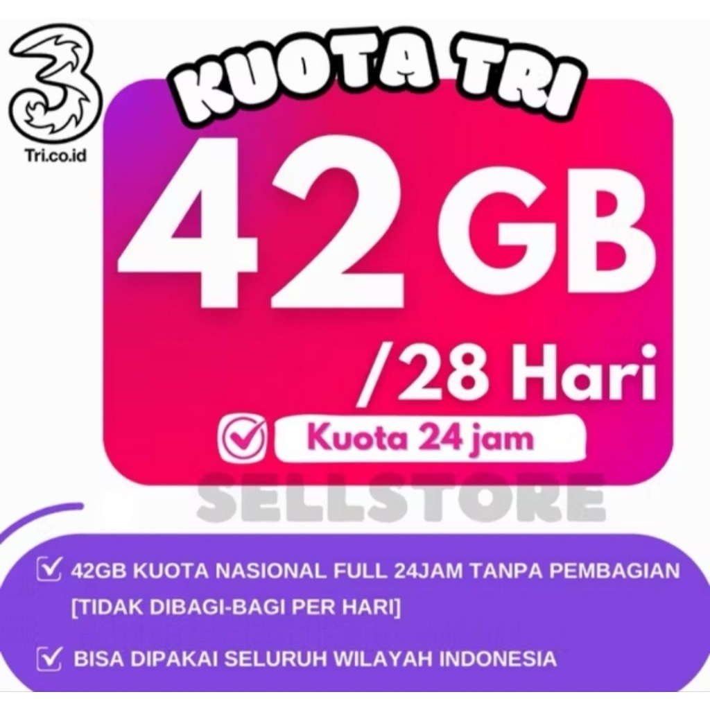 kuota three 42gb