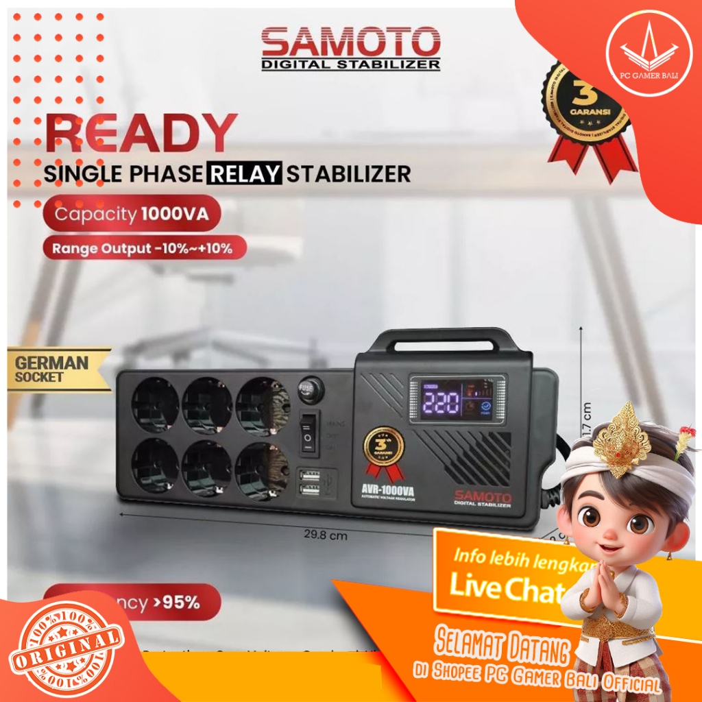 Stabilizer Samoto Relay 1000VA Germany Socket AVR1000G