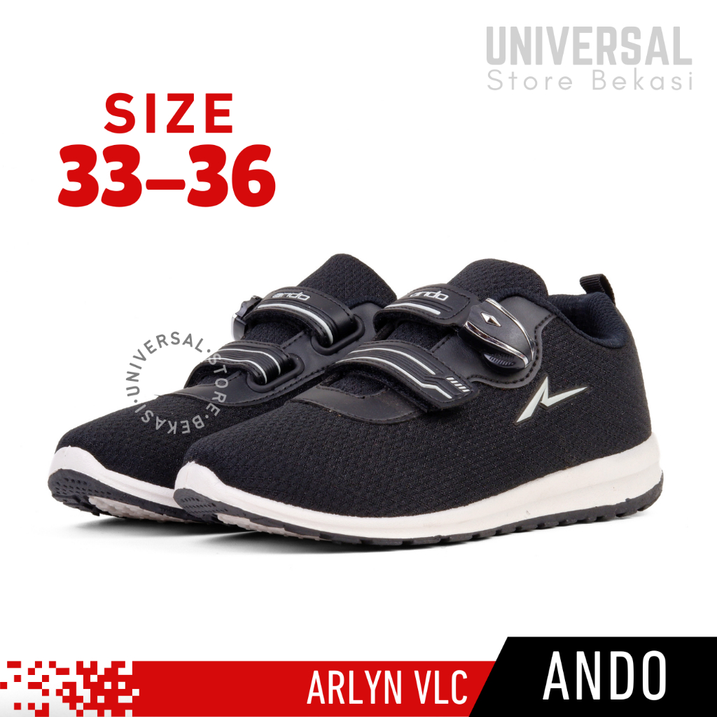 Sepatu Sekolah Anak Laki-laki Perempuan ANDO Sneakers SD SMP SMA Magnet Velcro Perekat Kets Snikers 
