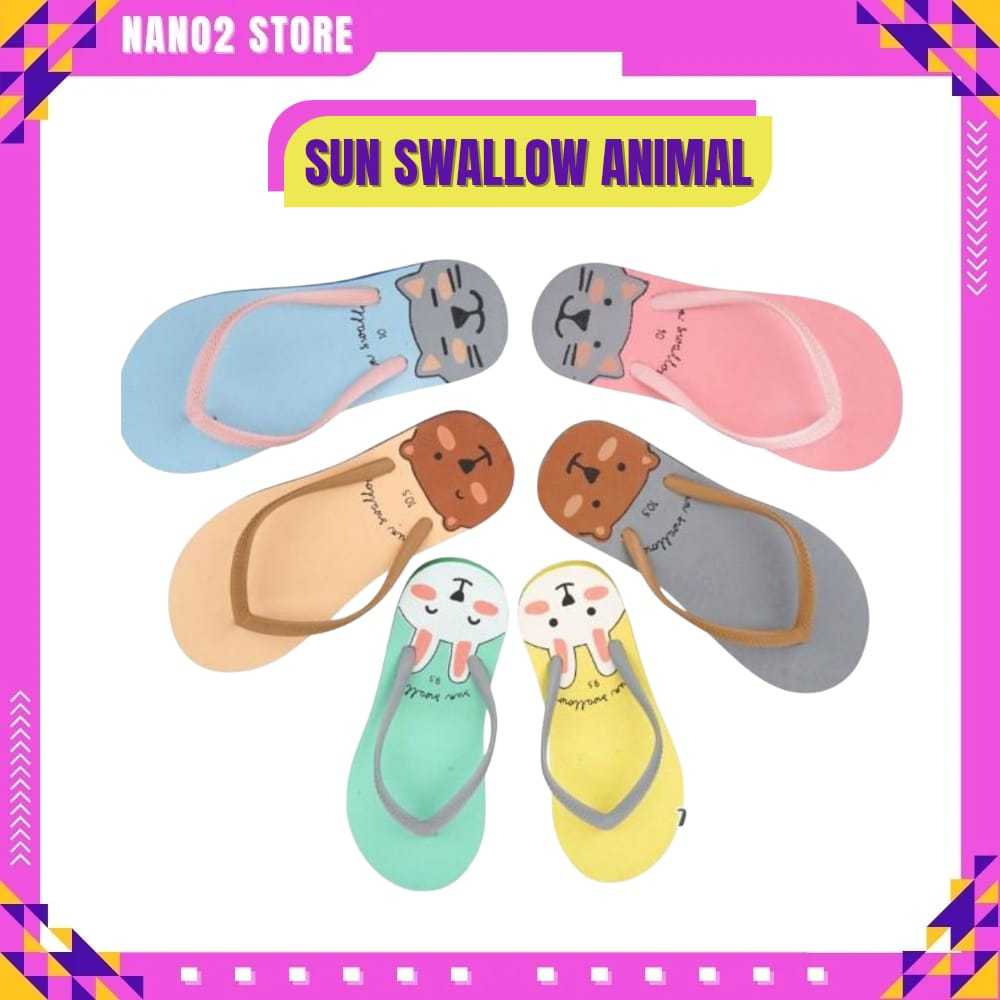 Sun Swallow Sandal Jepit Karet Wanita Sendal Animal Karakter Size Ukuran 35 36 37 38 39 40