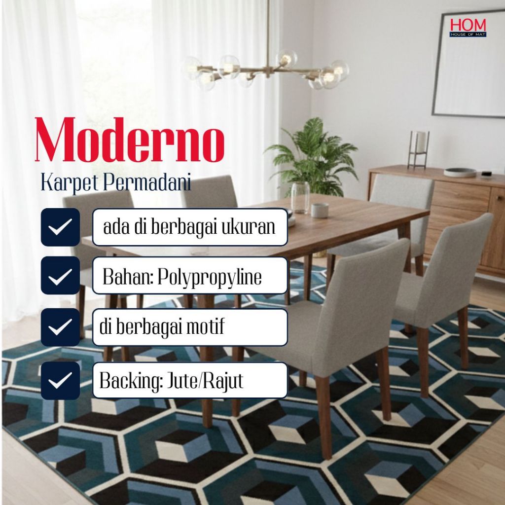 MODERNO 230 x 310 KARPET LOKAL MOTIF MINIMALIS MODERN MURAH