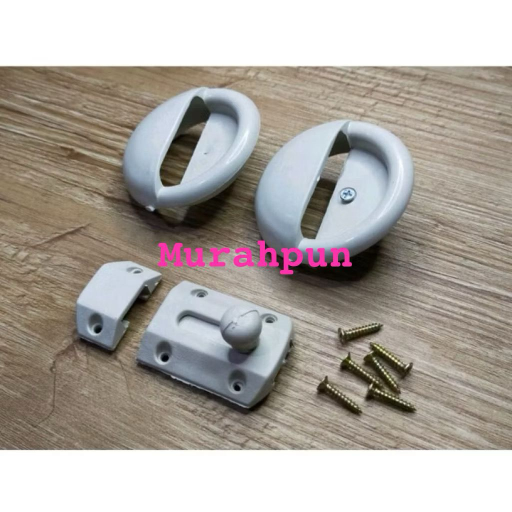 set tarikan grendel kunci pintu wc toilet kloset plastik