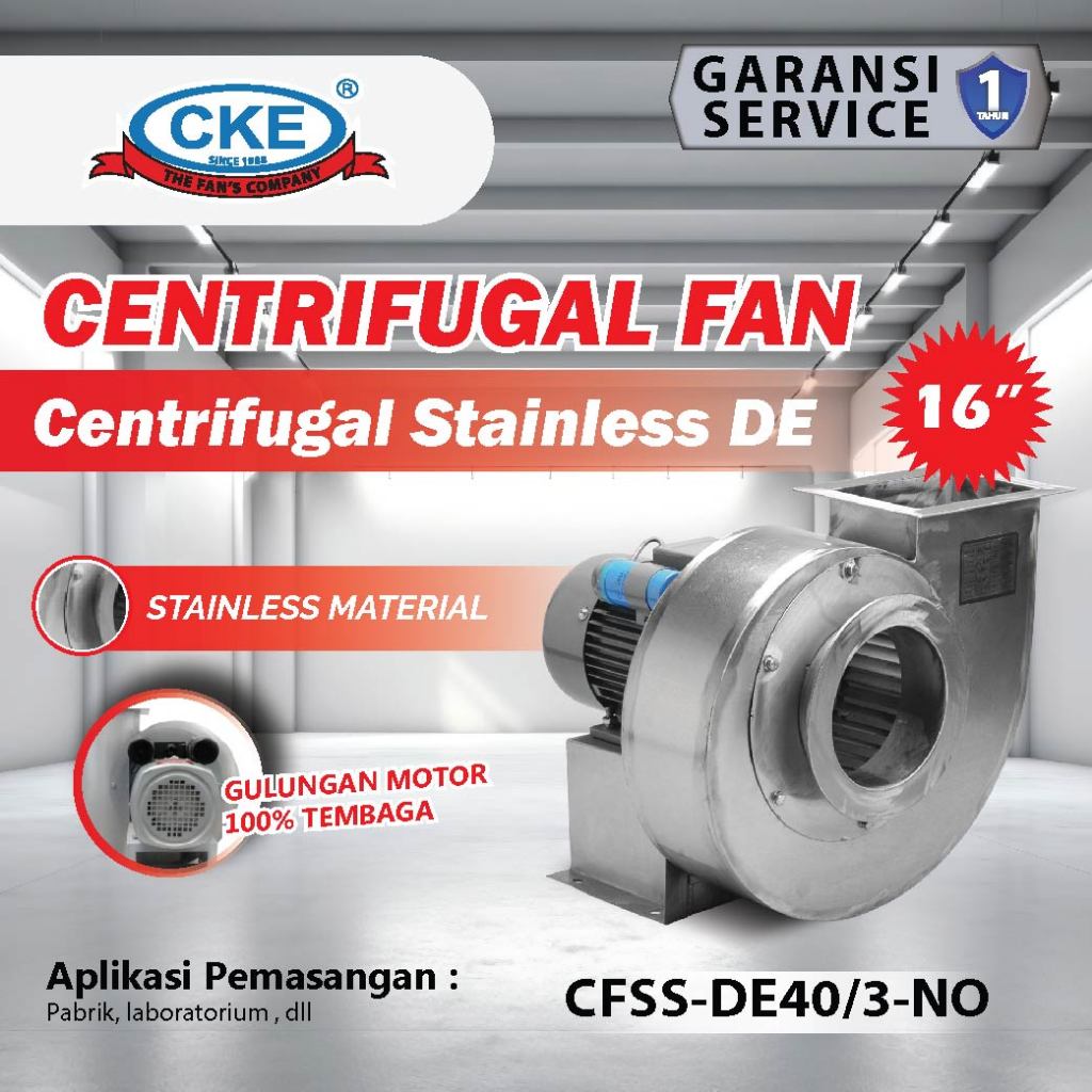 CKE Centrifugal Fan 16 Inch Blower Keong Industri Kipas Hisap Udara Hexos Pabrik Gudang Workshop