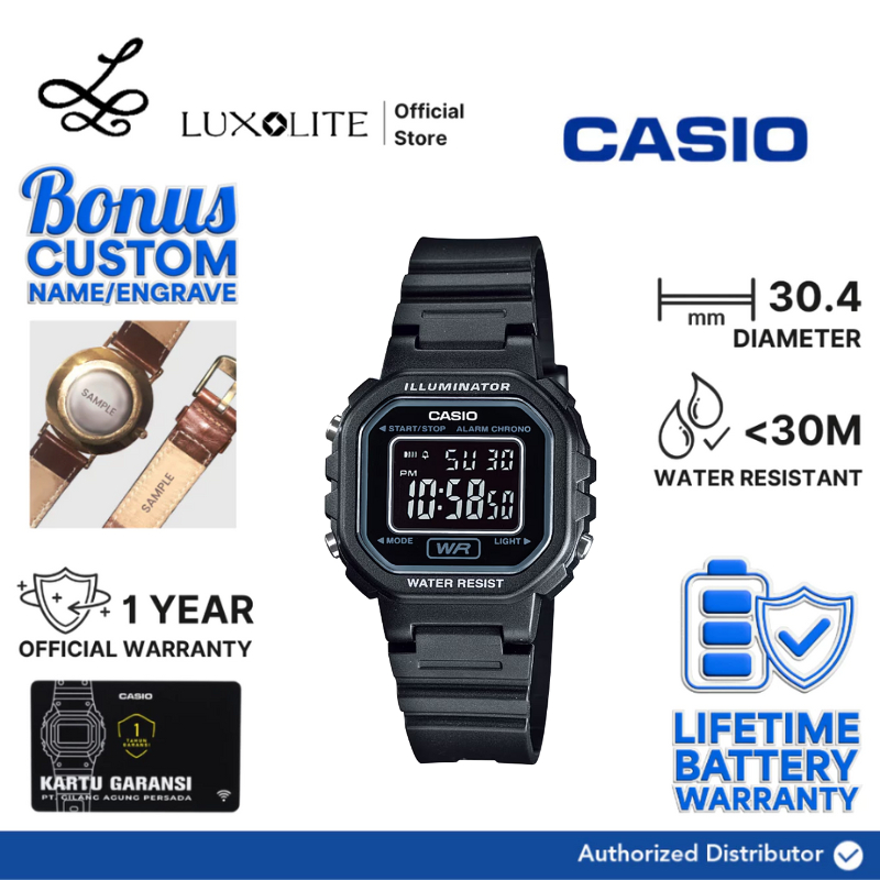 [Luxolite] CASIO Jam Tangan Wanita Digital LA-20WH-1BDF/LA-20WH-1BD/LA-20WH-1B Black Strap