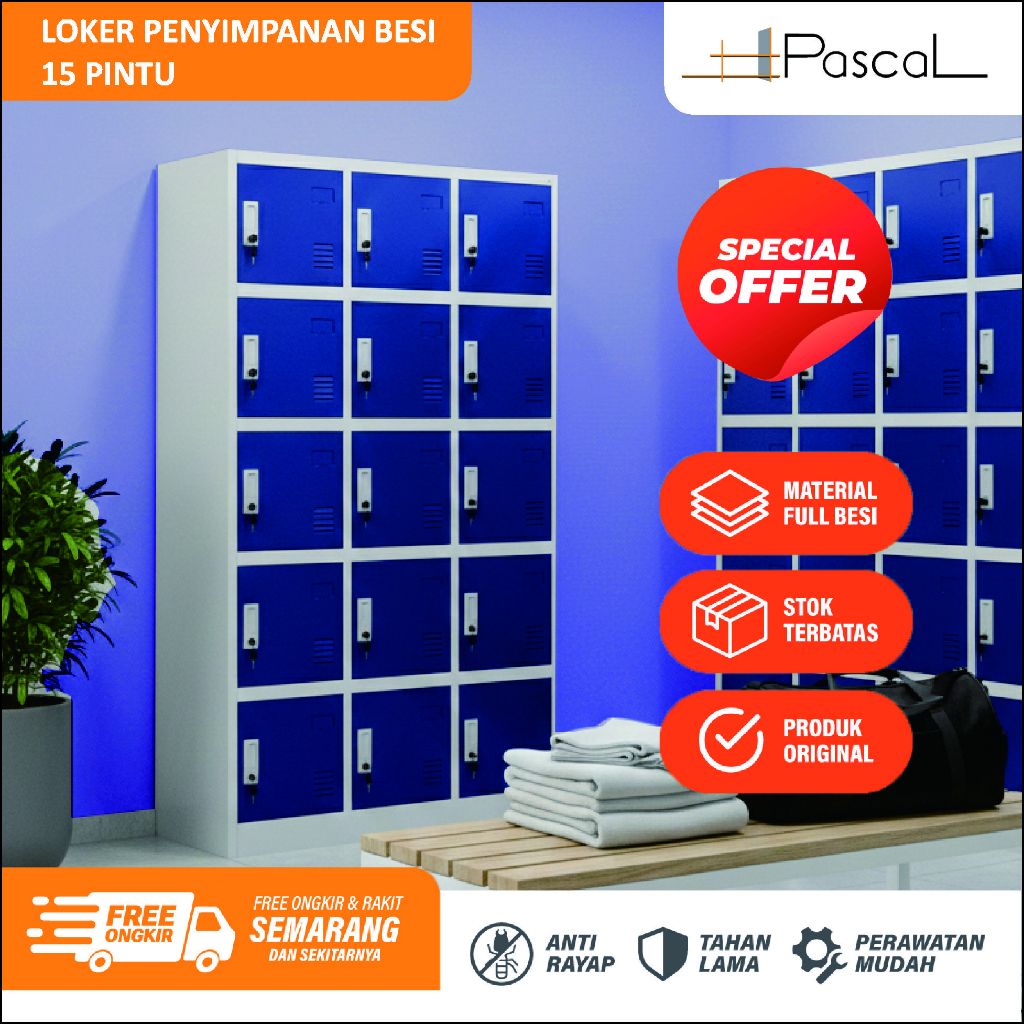 Loker Kantor Besi 15 Pintu - Loker Penyimpanan Karyawan