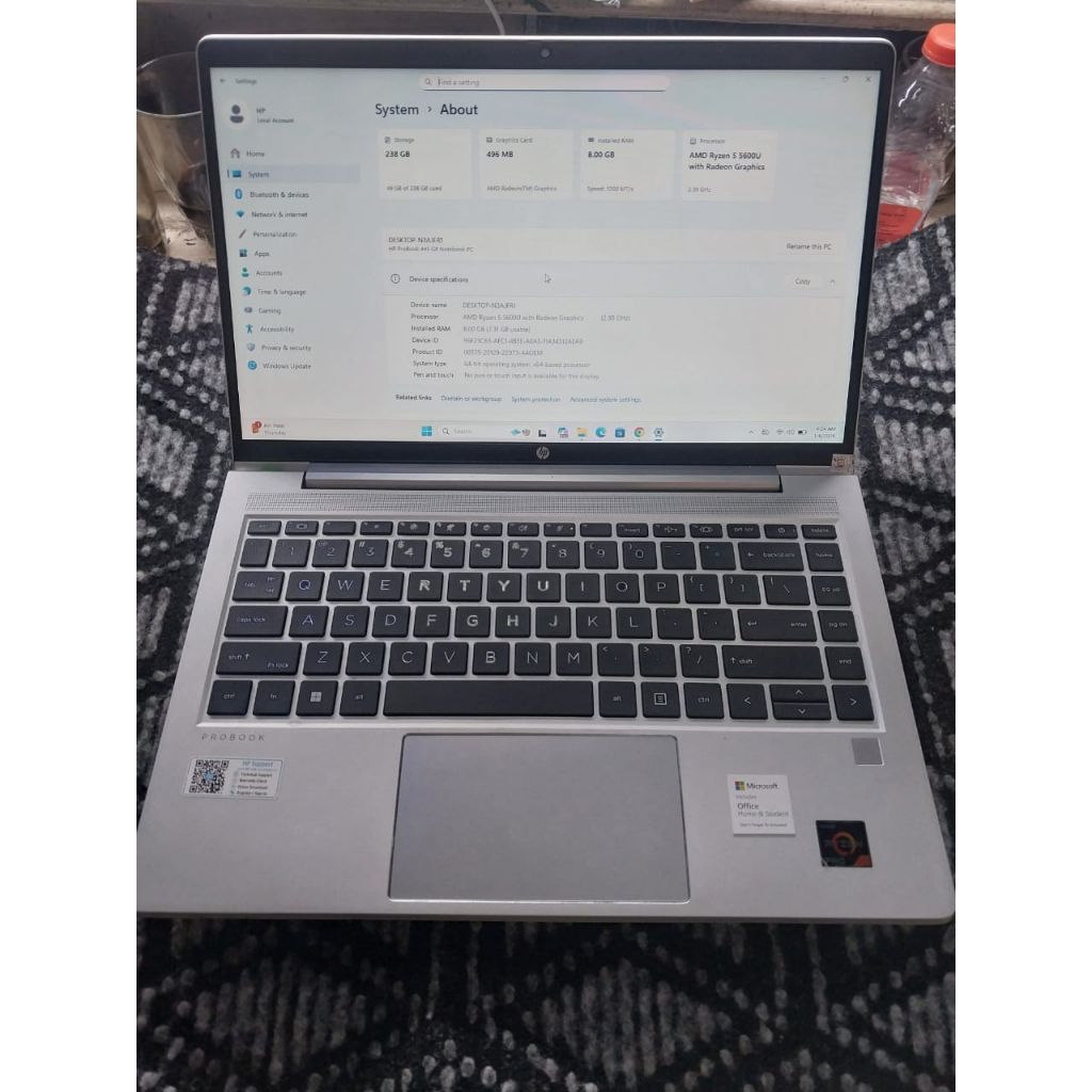 Hp probook 445 g8 silver Amd ryzen 5 pro