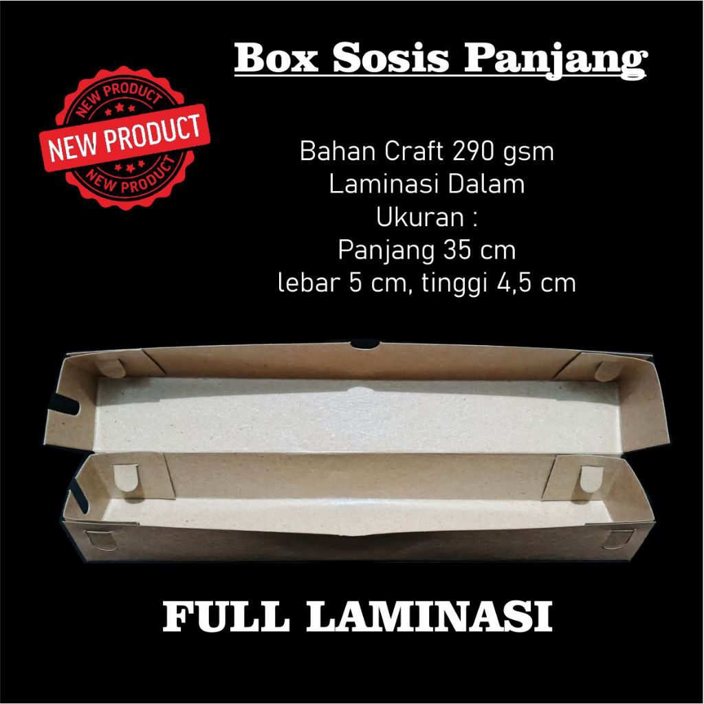 Dus 35 cm Kraft laminasi coklat sosis kentang spiral sate gurita panjang tebal murah kokoh