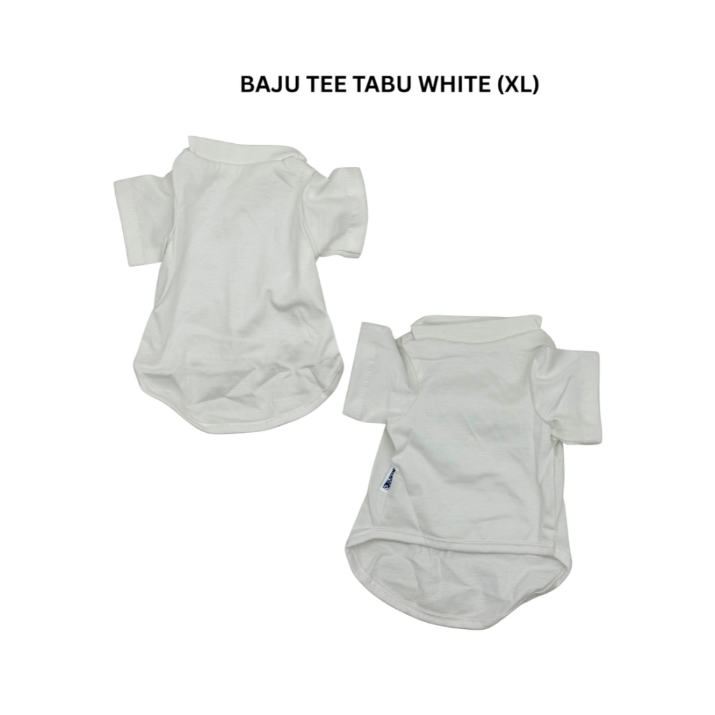 Baju Anjing Kucing Tee Tabbu Putih Polos (XL)