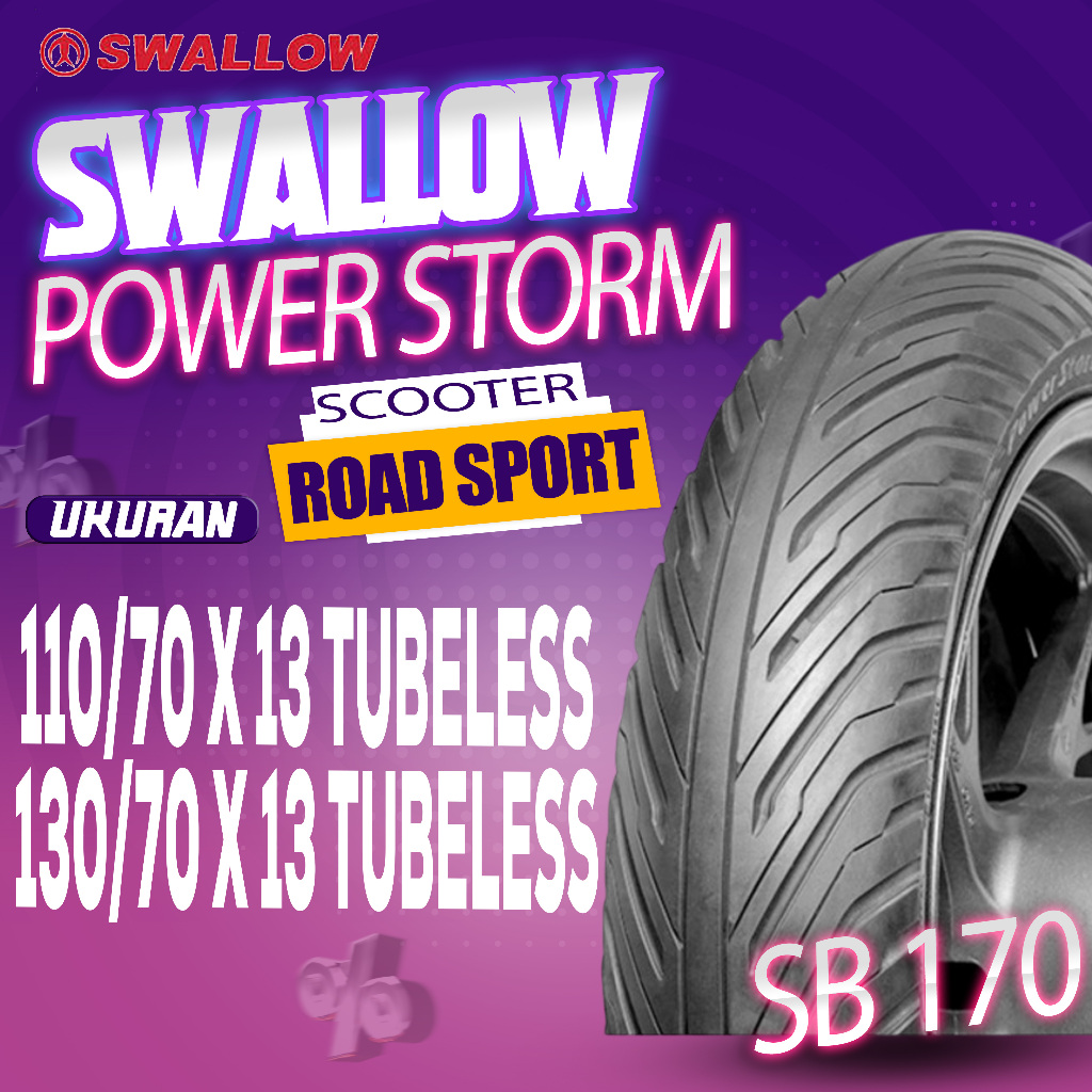 BAN LUAR SWALLOW SB 170 POWER SPORT XP RING 13 RING 14 RING 17 TUBELESS MATIC BEBEK
