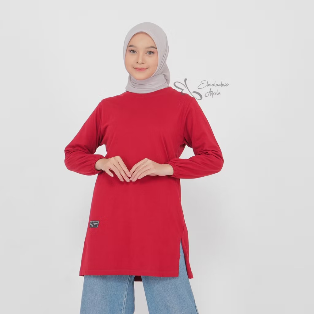ATASAN KAOS POLOS TUNIK WANITA COTTON COMBED 20s TEBAL LEMBUT BISA SERAGAMAN