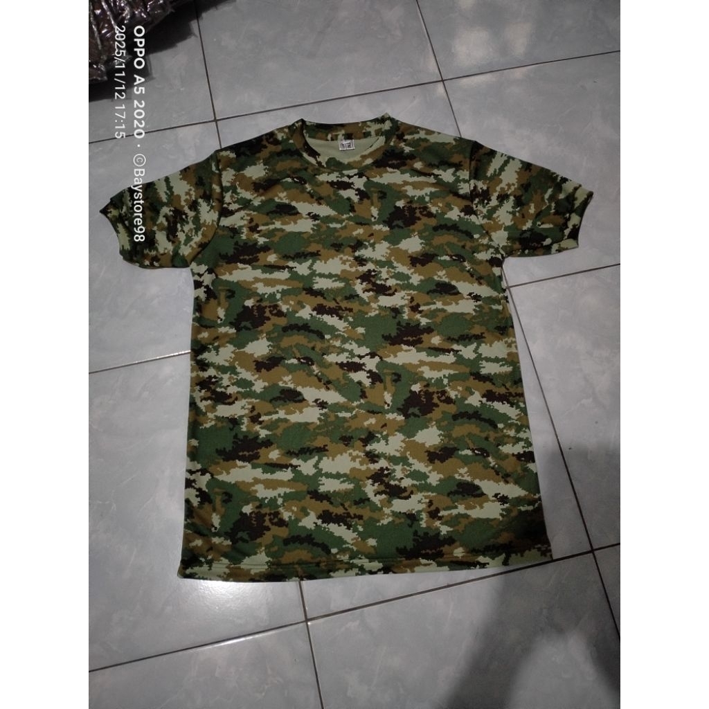 Kaos Loreng Lengan Pendek Sage Green Bahan Drifitt