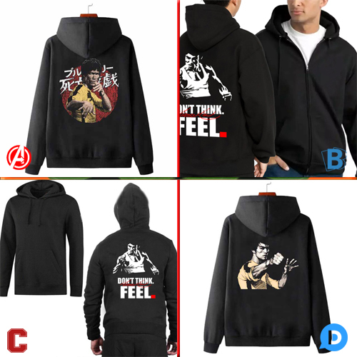 Bruce Lee Hoodie Casual Unisex Bahan Cotton Fleece [Bisa COD]
