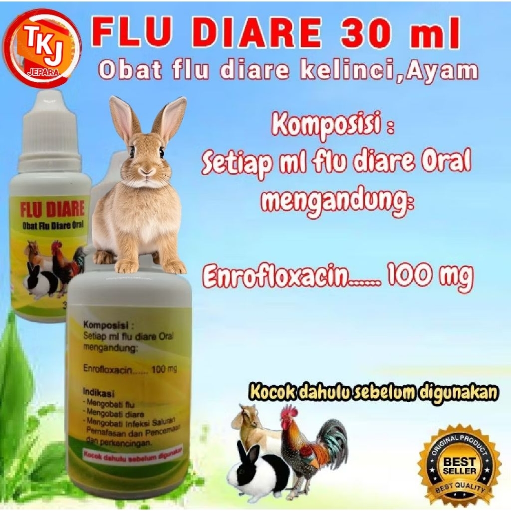 FLU DIARE obat flu diare kelinci ayam isi 30 ml untuk obat diare obat flu hewan
