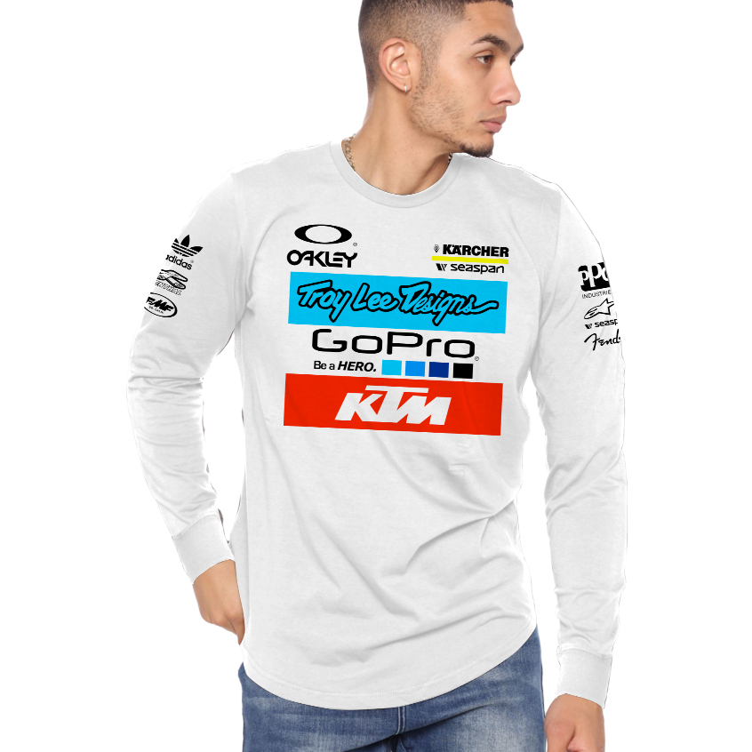 Kaos Racing Lengan Panjang Pria Wanita KTM GoPro Trail Supermoto Motorcross mxgp Warna Putih