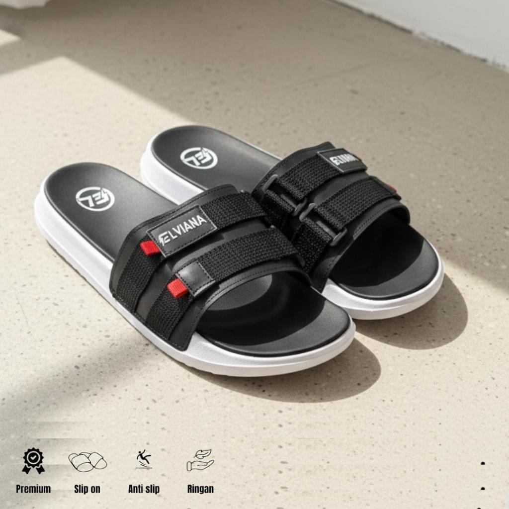 Sandal Pria Wanita Slide Slop Ringan Travelling anti slip anti licin slide slip on elviana