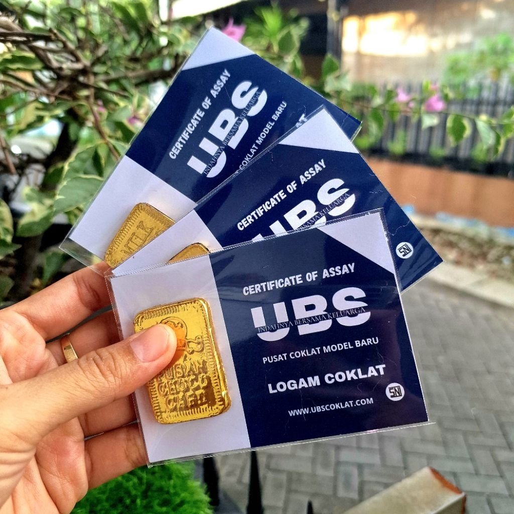 MINI GIFT KARTU COKLAT ANTUM COKLAT EMAS BATANGAN PUSAN