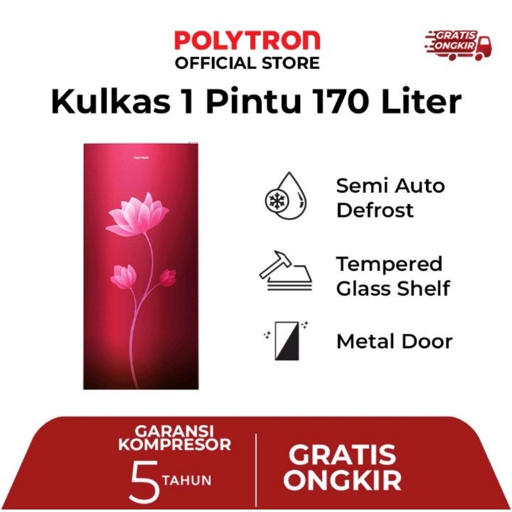 Polytron Kulkas 1 Pintu 170 Liter PRB179