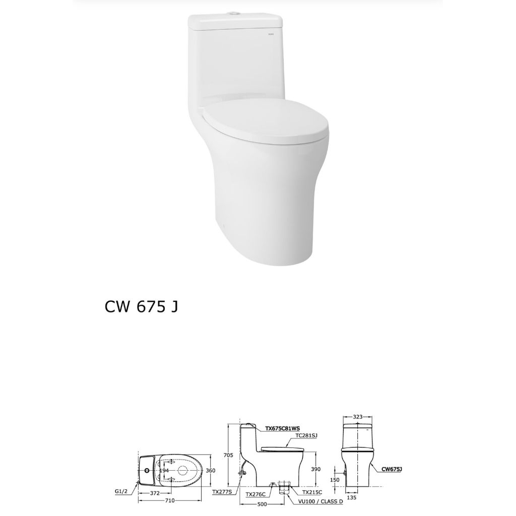 Kloset Closet TOTO CW 675 J tipe satu bagian