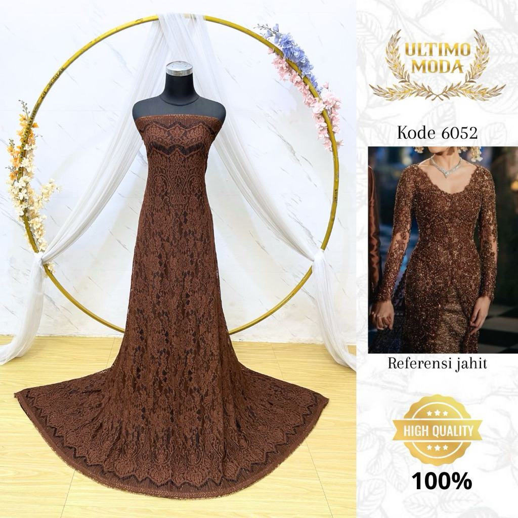 GRADE A - Kode 6052- KAIN PANEL BRUKAT 3D METALIC OUTLINE KATUN - P 2,5 m L 1,3 m - MEWAH DAN ELEGAN