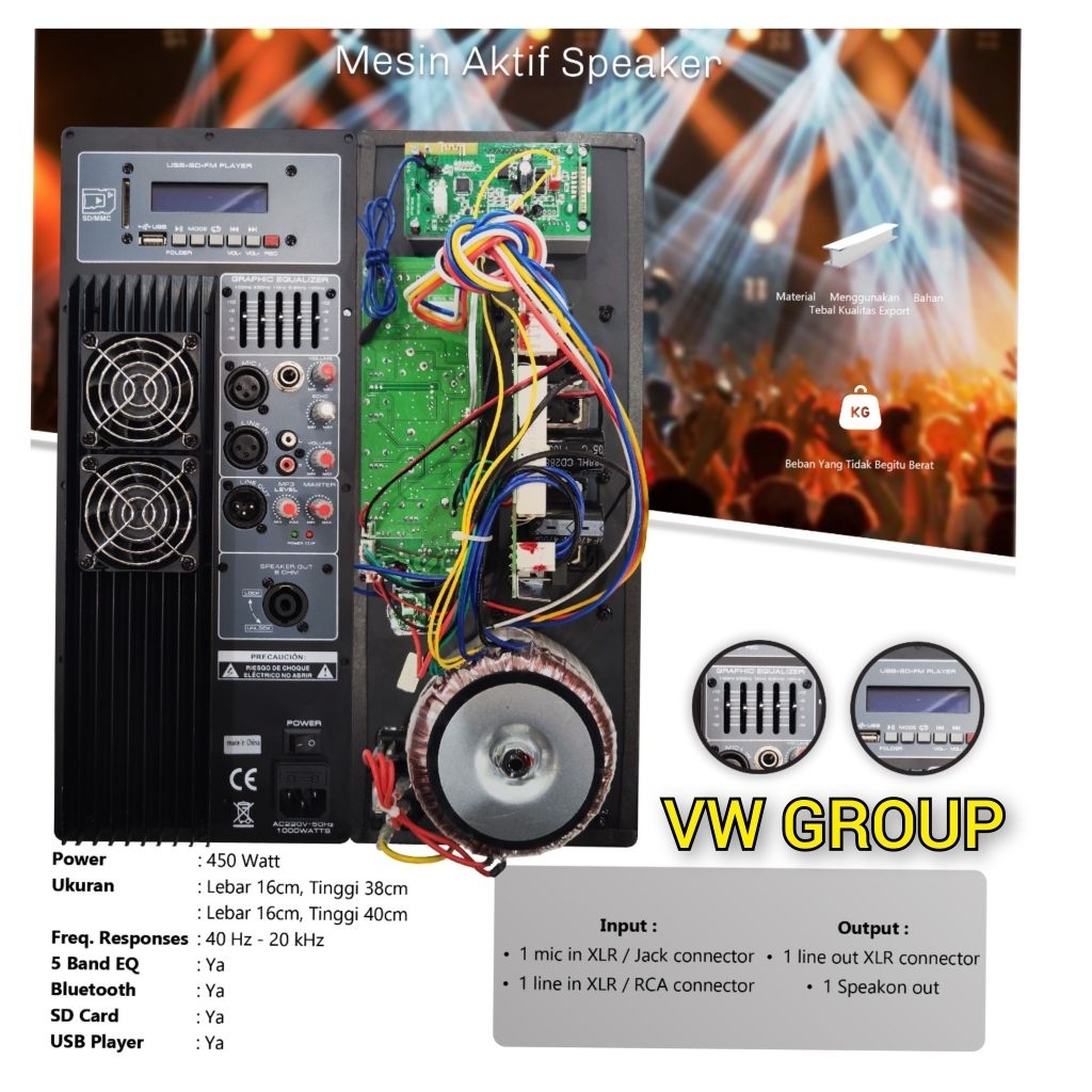 Mesin Kit Aktif PL-21 / Power Kit Aktif Equalizer USB Bluetooth Echo REC 16x38 & 16x40