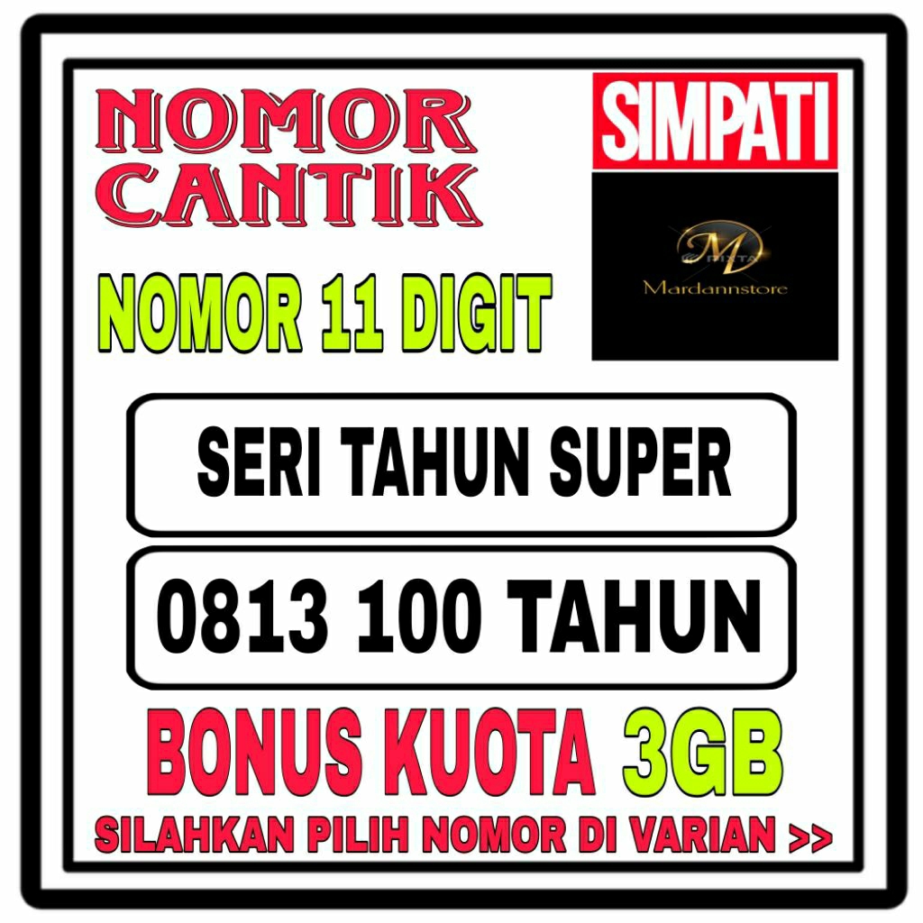 KARTU PERDANA SIMPATI NOMOR CANTIK SUPORT 5G KUOTA 3GB