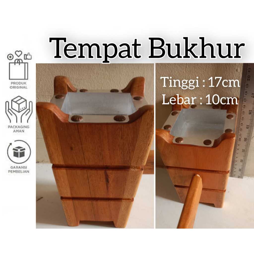 [Mabkharah Besar] Wadah Bakaran Buhur Kayu Jati Muda Mubkharah tinggi 17cm prapen kayu jati muda tem