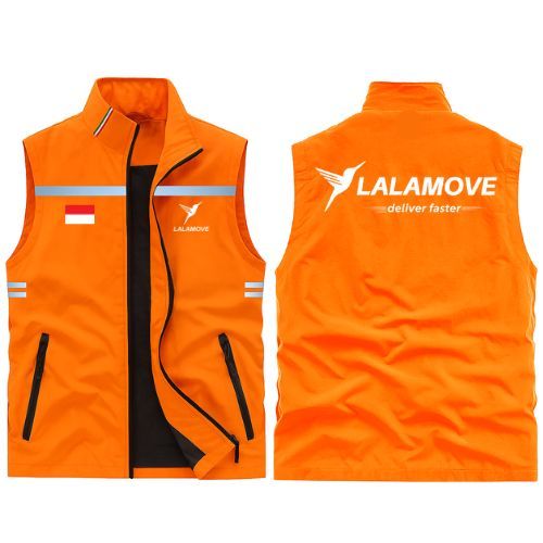 Rompi Hiking Lalamove, Rompi Pria Vest Distro Lalamove + Bendera