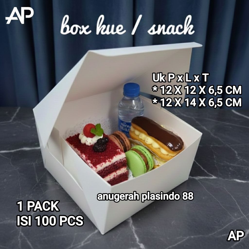 SNACK BOX / kotak KUE uk 12x14, 12x12, 10 x14 isi 100 lbr