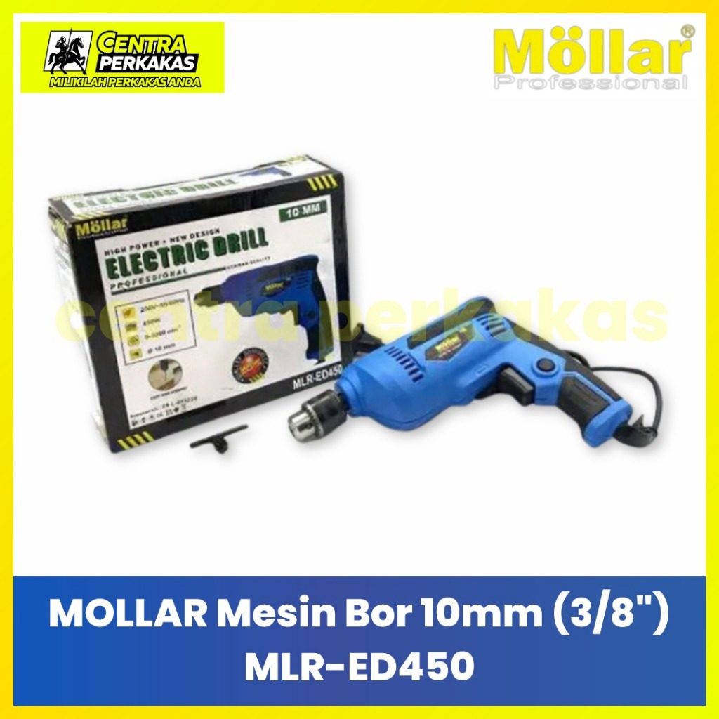 Mollar MLR-ED450 Mesin Bor 10 mm Electric Drill 10mm 3/8" Alat Tukang Kayu Besi Original