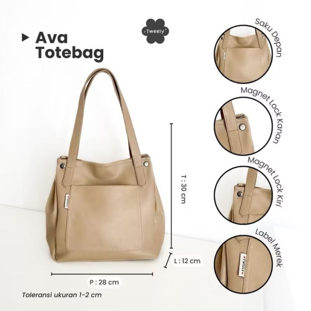 Tas Tote Bag Wanita Tweely Ava Simple Daily Bag