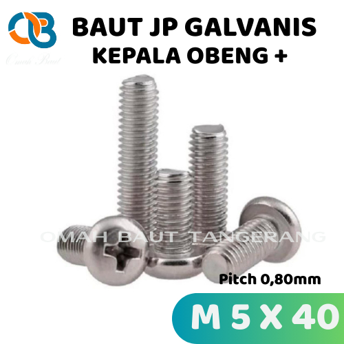 M5x40 Baut JP Galvanis Baut JP M5 x 40 Pan Head Obeng Plus