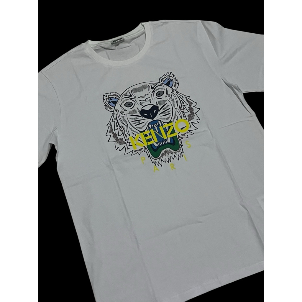 Kenzo Tiger White T Shirt Yellow Logo (L)
